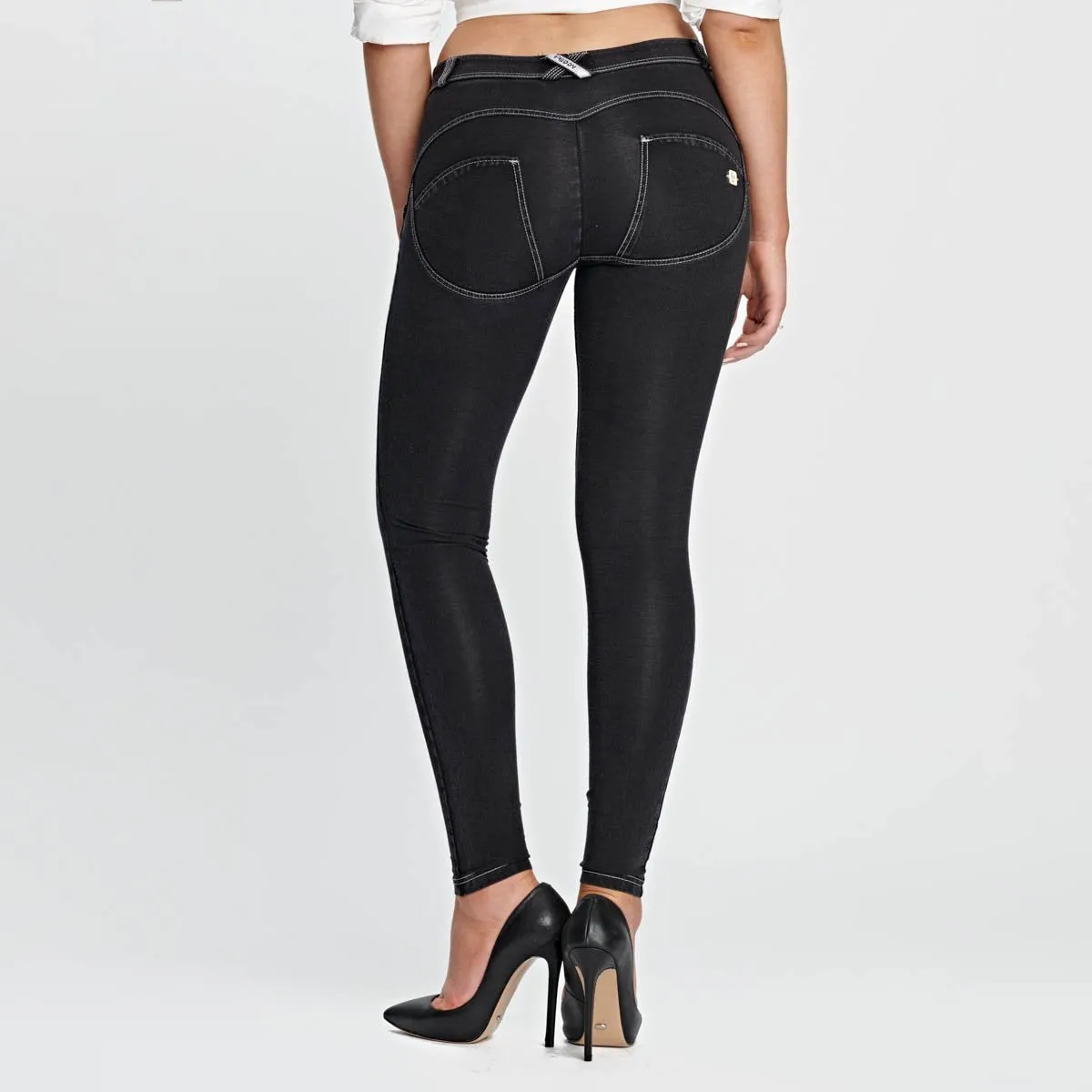 WR.UP® Denim - Mid Waist - Full Length - Black   Grey Stitching