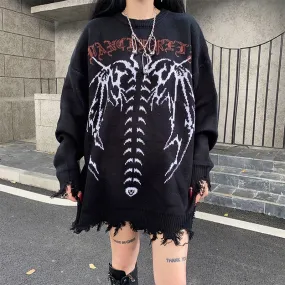 Y2K Skeleton Oversized Knitted Pullover